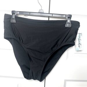 Freshwater Black High Waisted Bathing Suit Bottoms. Size Large NWT.